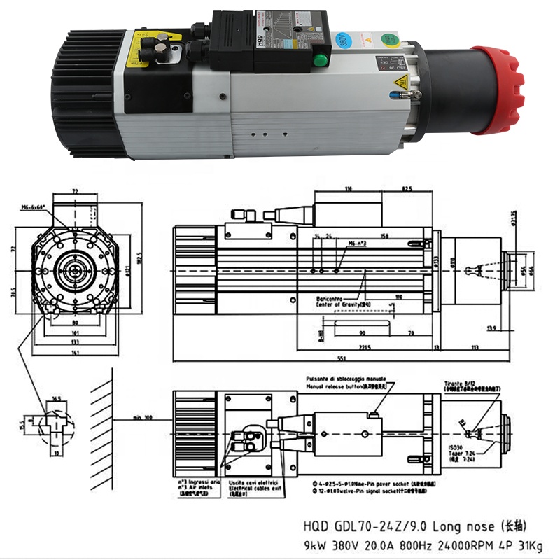 Fornecedores hqd 9kw 220v 380v - Cnc Spindle Motor avaliação e preço